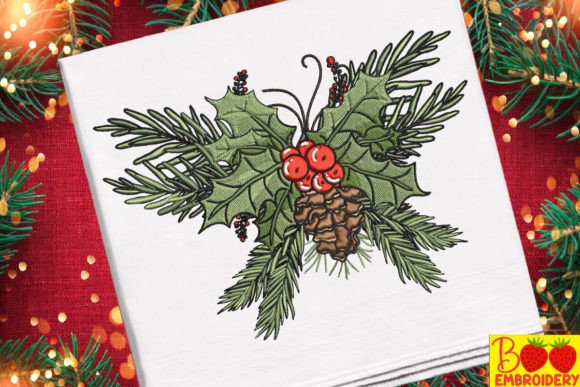 Christmas Pine Branch Embroidery