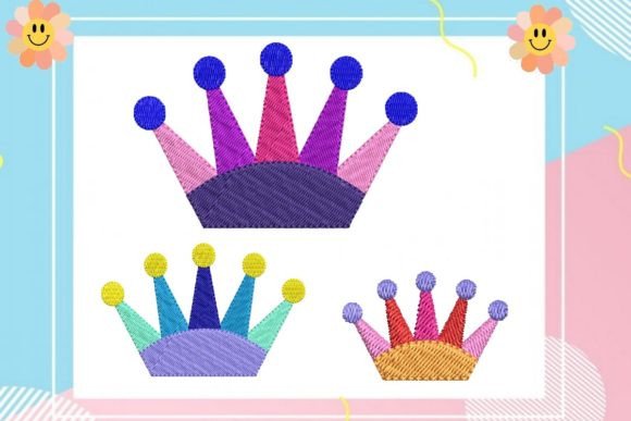 Rainbow King Crown Embroidery Design